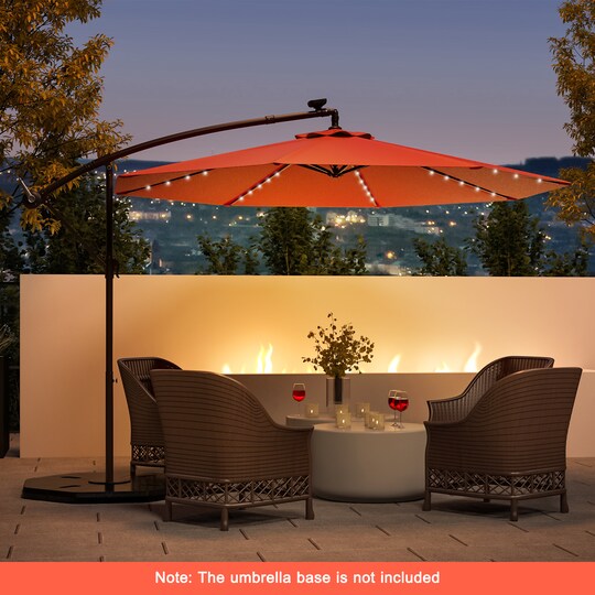 10-foot wide rectangular offset patio umbrella with solar lights Pellebant Outdoor 10x13FT Cantilever Dual Top Lar Lighted this umbrella will indulge you in plenty of shade all day long and keep your nights bright with its 32 solar OVIOS 15FT Solar Patio Umbrella